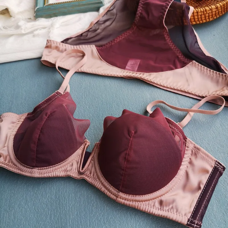 MOYISU Women Minimizer Bra Ultra Thin Mesh Lace Soft Underwire Lifting Anti Leak Sexy Summer Brassiere 32-38 Big Bust Underwear
