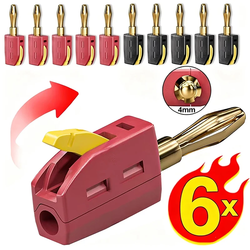 Banana Plug Connector No Solder Wire Connector Self Locking Audio Plug Electrical Connector Parts For Audio Speaker Amplifier