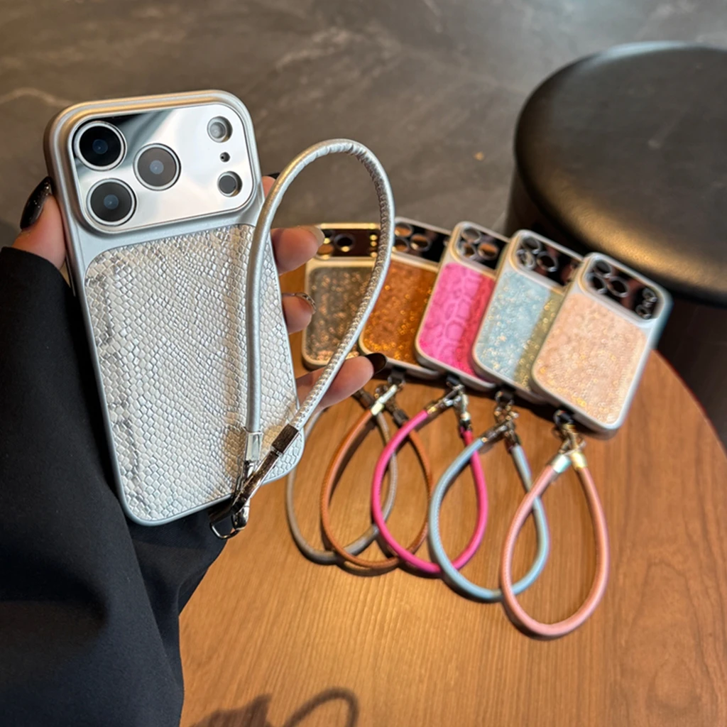 المتقدمة شخصية بلون جلد الثعبان نمط الجلود الاصطناعية الحبل غطاء الهاتف القضية آيفون 17 16 15 14 برو ماكس #2