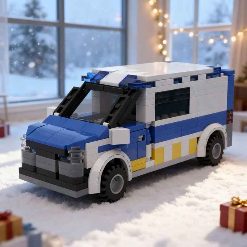 

284 детали MOC Volkswagen Transporter, модель городской полиции Эстонии, конструктор, архитектурный набор, рождественский подарок, игрушка для творчества и обучения