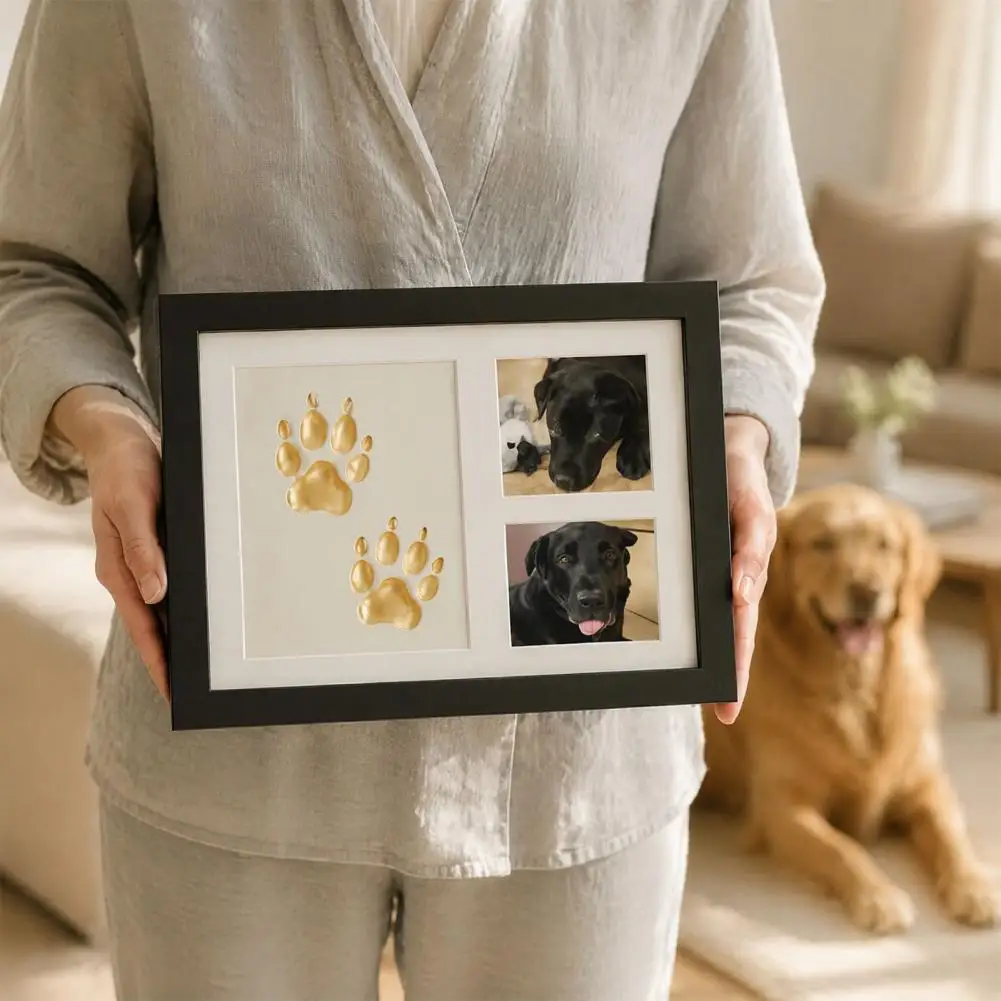 Diy Pet Paw Ink Pad Pet Paw Print Kit Pet Paw Print Frame Kit with Clay Picture Frame 7 Color Paints Baby Hand for Newborns