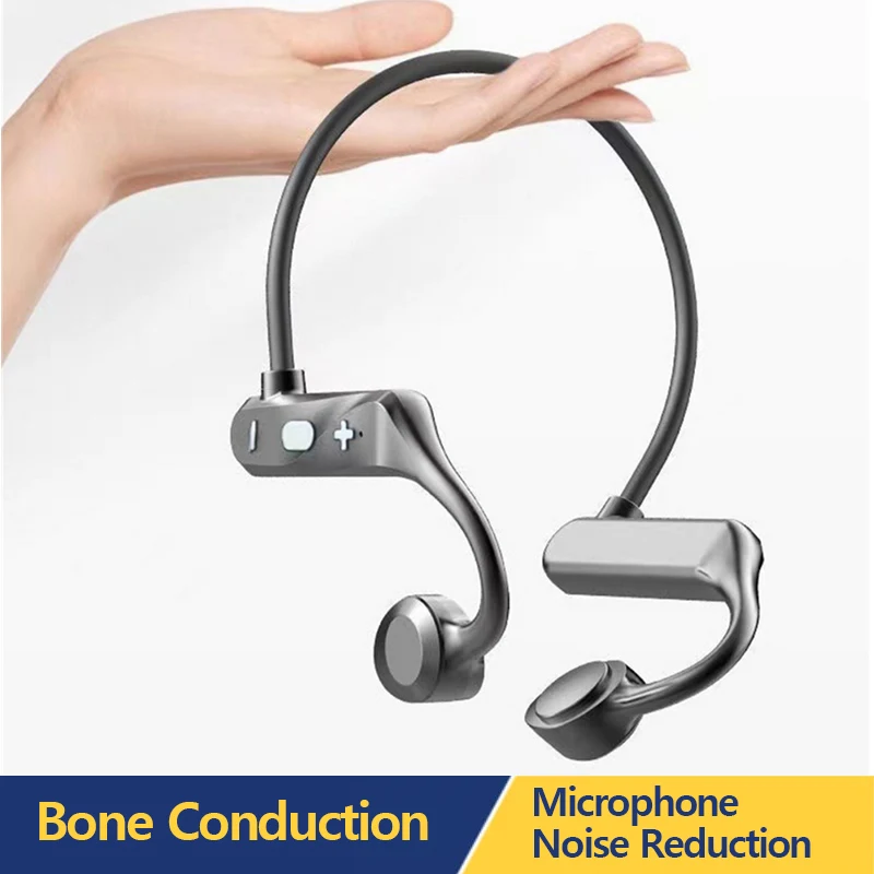 

Neck Hanging Bone Conduction Headphone Sports Stereo Wireless Bluetooth Headset Noise Reduction Earphone With Microphone