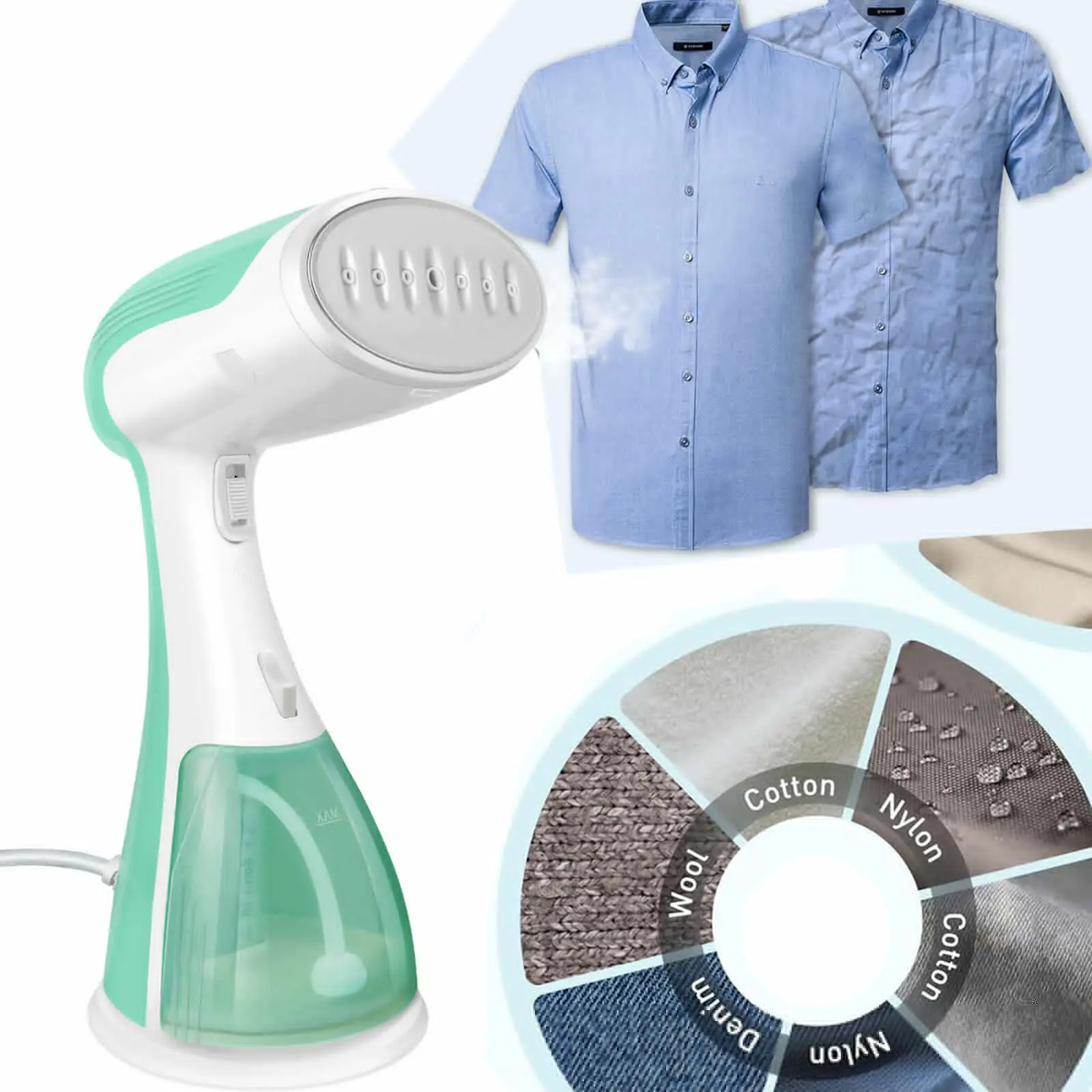 4800W Garment Handheld Steamer Fabric Curtain Clothes Iron Heat Travel Steam DIY, Home 300ML Tank,Steamer for Clothes