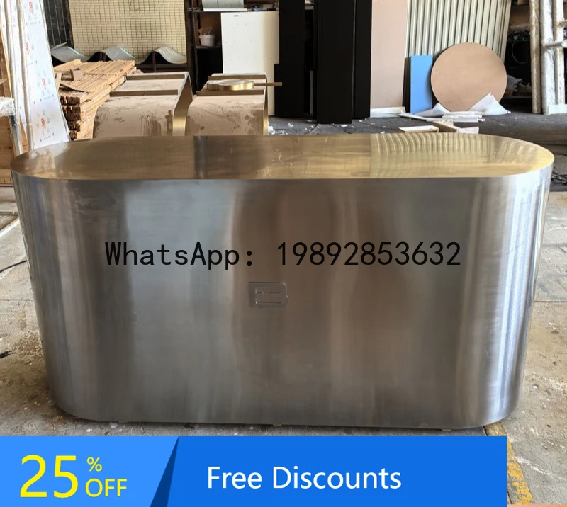 

CZ Custom Stainless Steel Bar Counter Clothing Store Barber Shop Counter Simple Modern Beauty Salon Front Desk Reception Desk