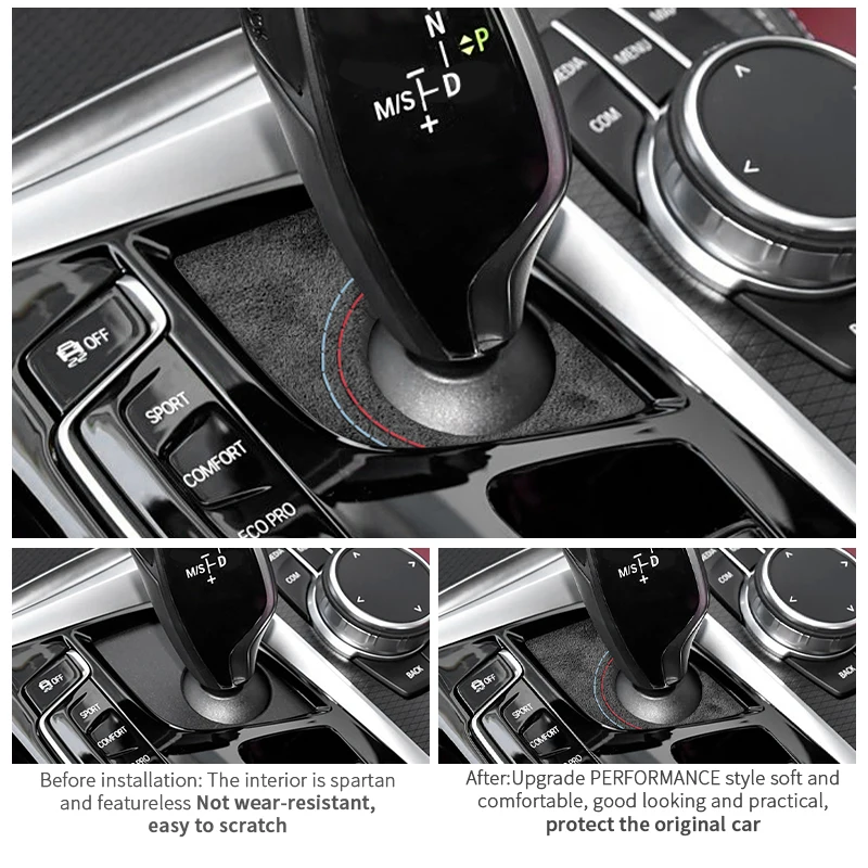 Made of Alcantara For BMW 5 Series G30 G38 6GT Center Console Gear Shift Panel Trim Sticker Car Premium Interior Accessories view 2