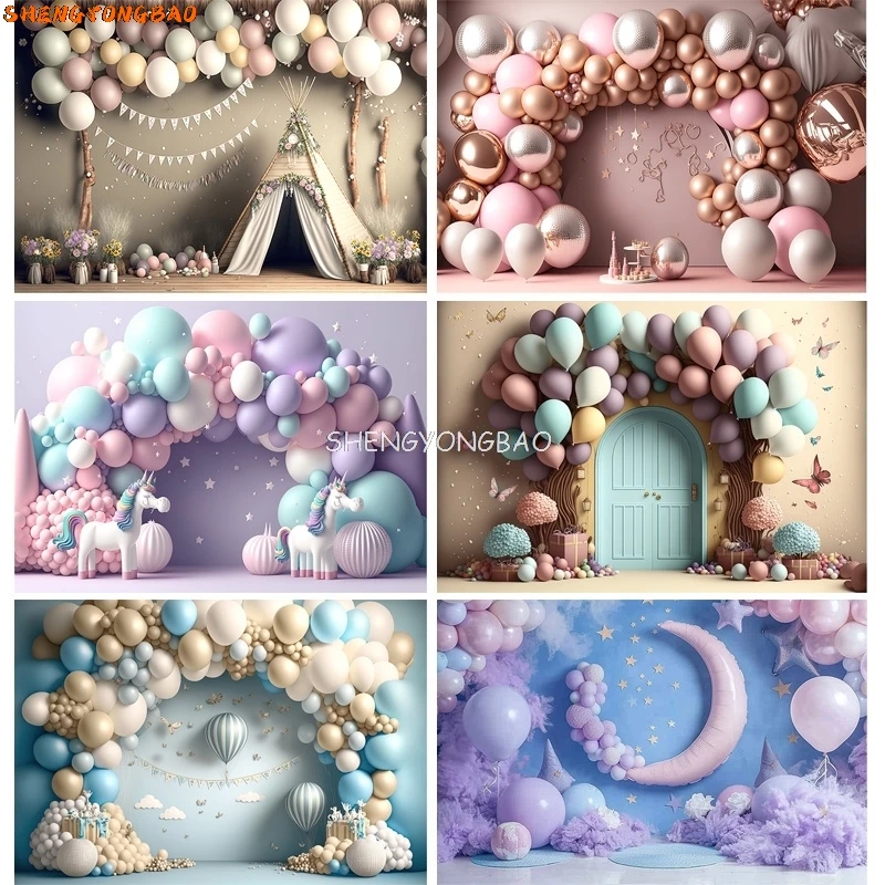 

Baby Shower Decoration Birthday Party Photography Backdrops Props Balloons Arch Children Newborn Photo Studio Background BS-01