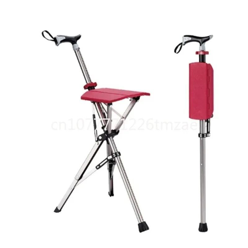 

High Quality Aluminum Alloy Foldable Cane with Seat Adjustable Recliner for the Elderly with Stool