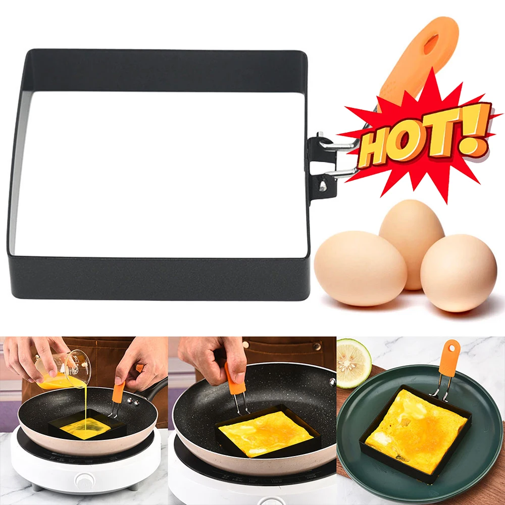 1/2pcs Egg Rings Pancake Mold Set Set Stainless Steel Fried Egg Square Griddle Pancake Shapers Sandwich Cooking Kitchen Tool