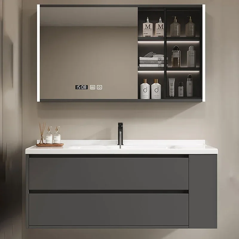 

Modern Minimalist Bathroom Cabinet Ceramic Integrated Light Luxury Solid Wood Hand Wash Basin Washbasin Toilet Furniture