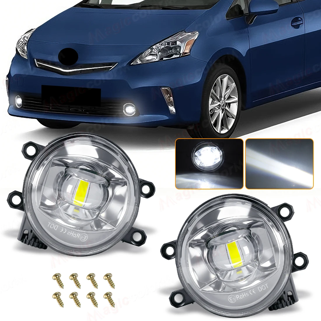 

2PCS For Toyota Fog Lamps LED Fit Camry Corolla RAV4 Yaris Prius Hilux CHR Lexus LED Front Bumper Daylight Daytime Running Light