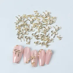 50PCS Mix Multi Size 3D Gold Bowknot Nail Charms Metal Bow Alloy Nail Art Manicure Jewelry For DIY Nail Accessories