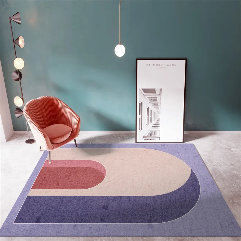 

Ins Simple Style Large Floor Mat Geometric Decoration Living Room Carpet Soft Fluffy Bedroom Carpets Bedside Anti-slip Area Rugs