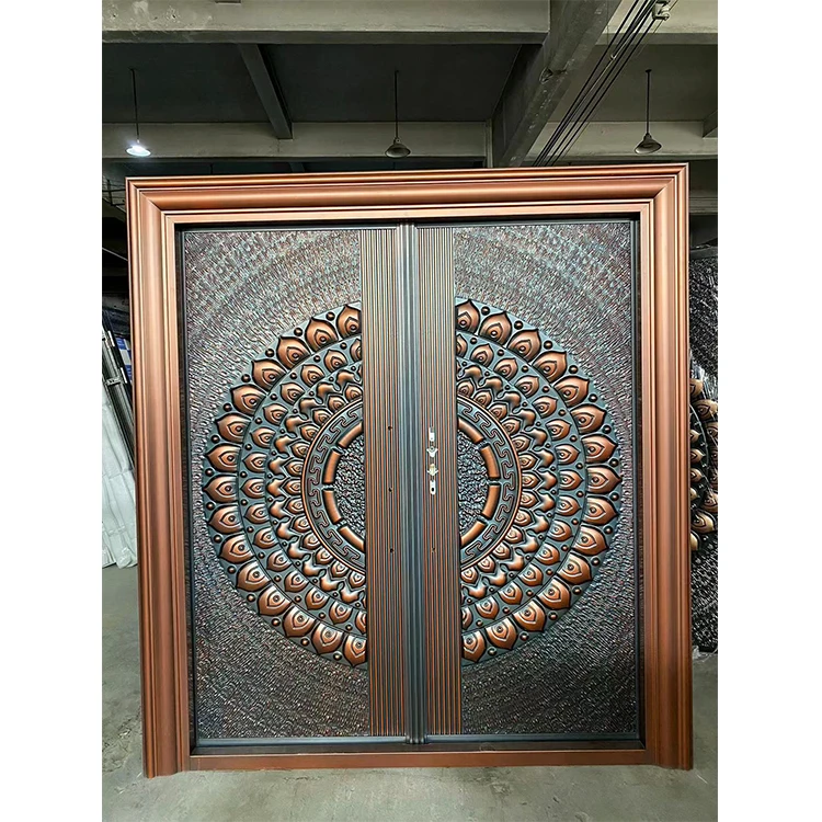 

Double-Walled Entrance Security Steel Door Wrought Iron Main Gate Designs Rolling Open Style Anti-Theft Lock Hardware Villas