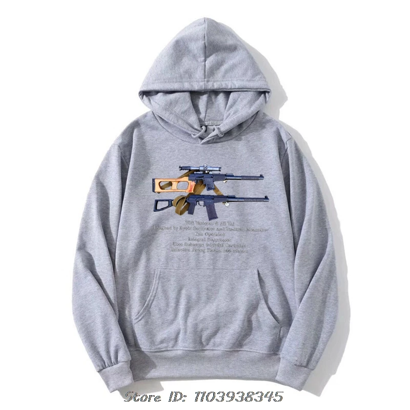 VSS Vintorez & Pullover Hoodie AS Val Russian Sniper Rifle Scope Specs Hoody Tops Oversized Sweatshirt Unisex zip up Jacket