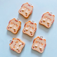 10pcs Animal Toast Bread Cat Resin Charms Pendant Jewelry Making Supplies Keychain Necklace Earrings Pendants DIY Findings