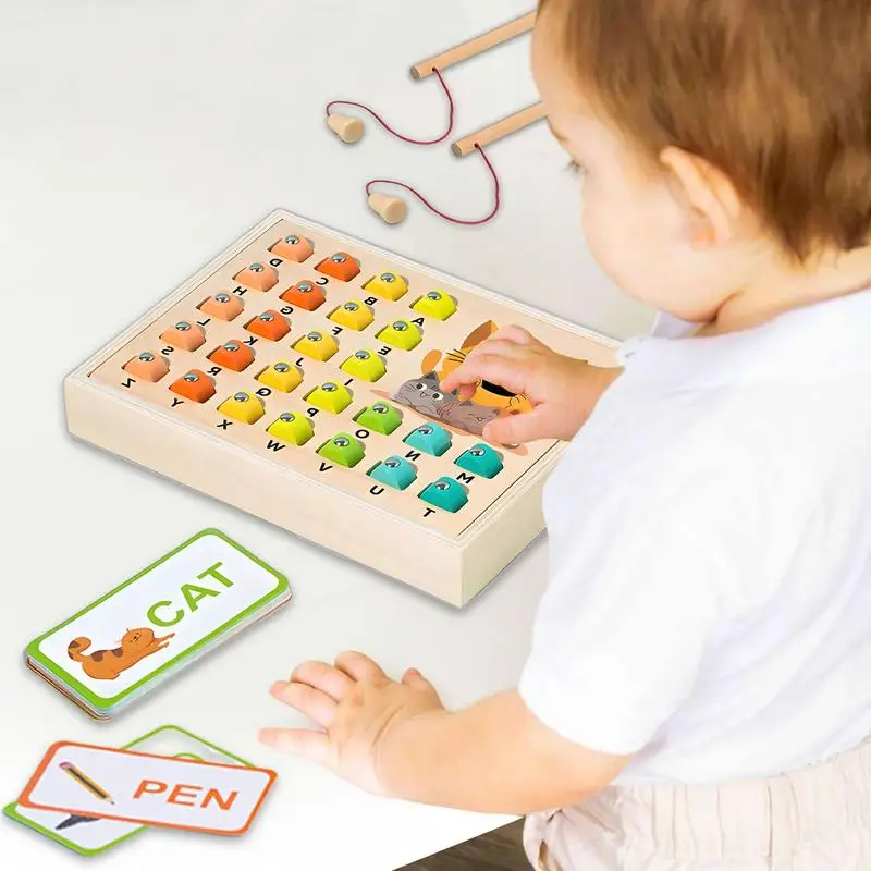 

Alphabet Learning Toys Word Spelling Learning Box Wooden Fishing Toy Parent-Child Interaction Cognitive Skills Alphabet Puzzle