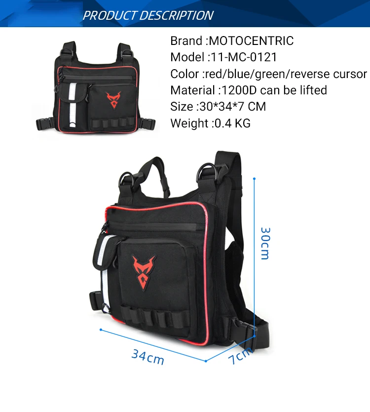 New Motorcycle Riding Chest Bag Men Women Waterproof Motocross Chest Bag High Capacity Motorbike Bag Men Women Night Reflective