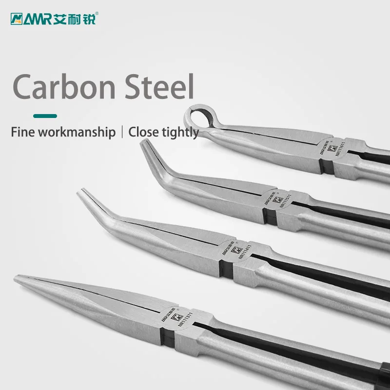 AMR Long Reach Plier Set - 11โ Long Needle Nose Pliers Sets - Straight 45, 90-Degree Angle, Long Reach Circle Pliers