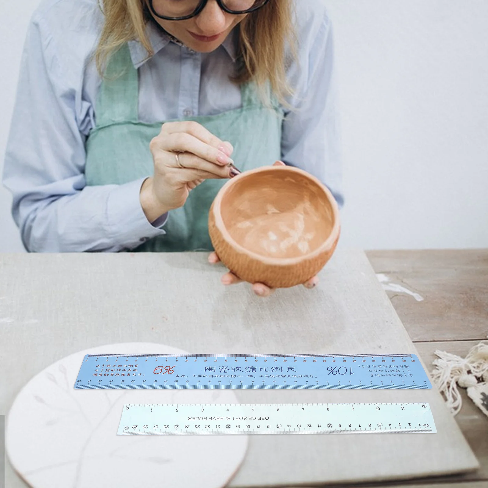 

2Pcs Ceramic Shrinkage Scale Ruler Flexible Plastic Folding Ruler Multipurpose Measuring Gauge for Pottery Clay Sculpture
