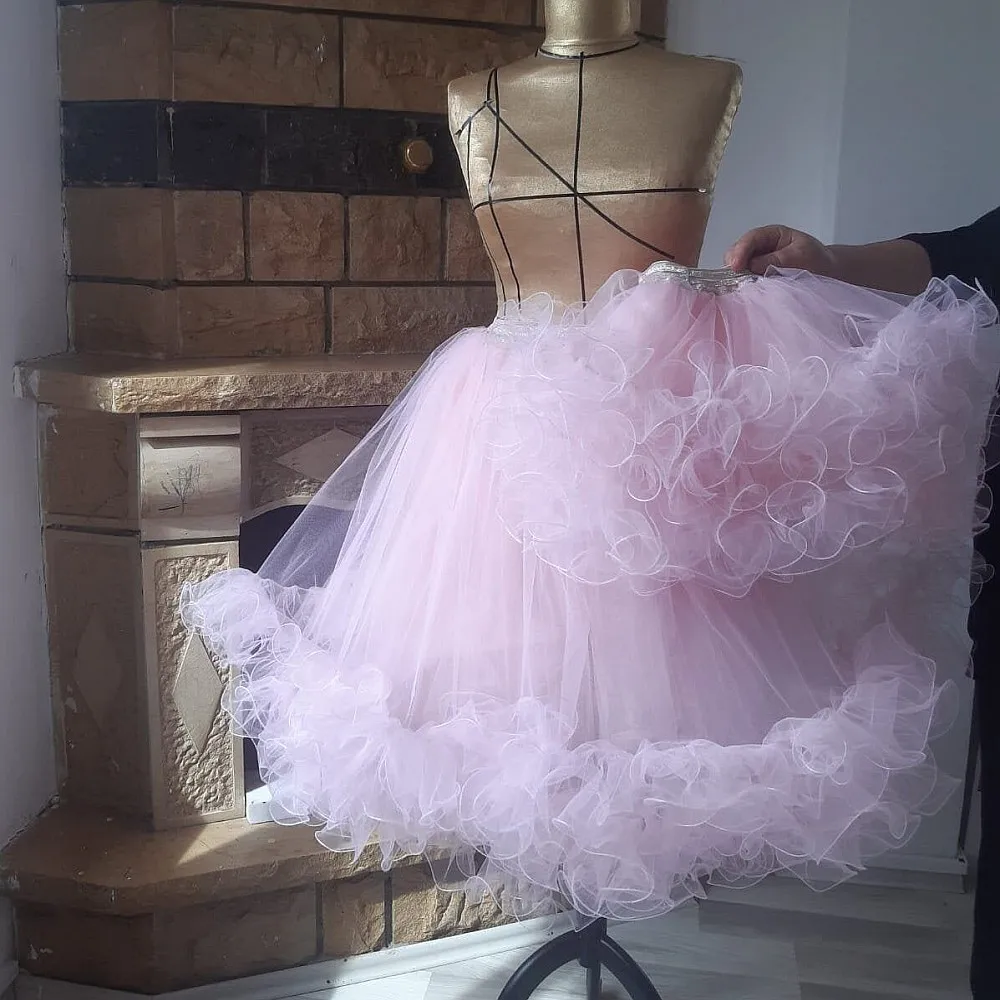 

Baby Pink Mom And Me Tulle Skirts Elastic Waist Tiered Ruffles Mother And Daughter Birthday Skirt Knee Length Tulle Petticoat