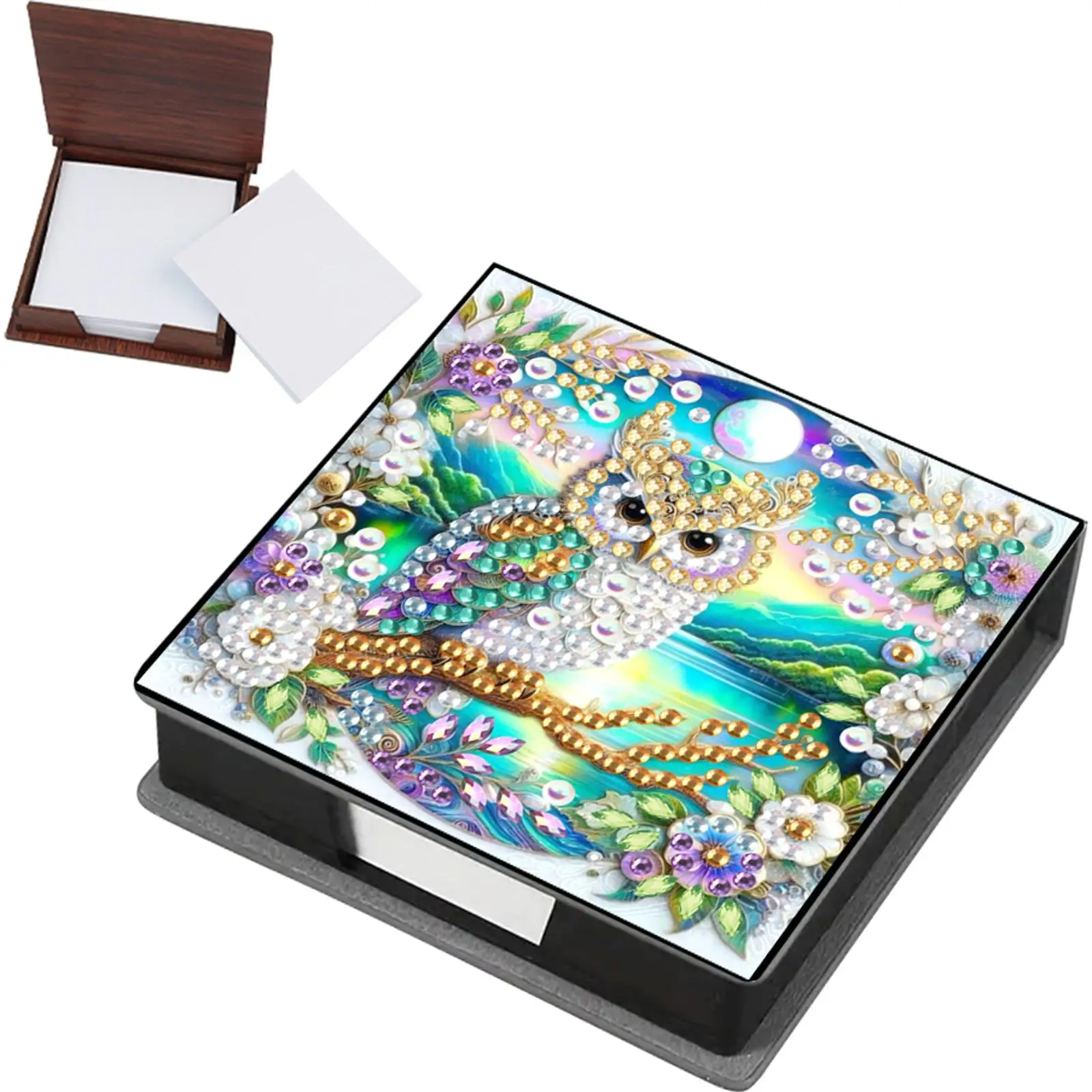 

Owl Cardboard DIY 5D Diamond Painting Note Box with 160 Sheets for Office Home