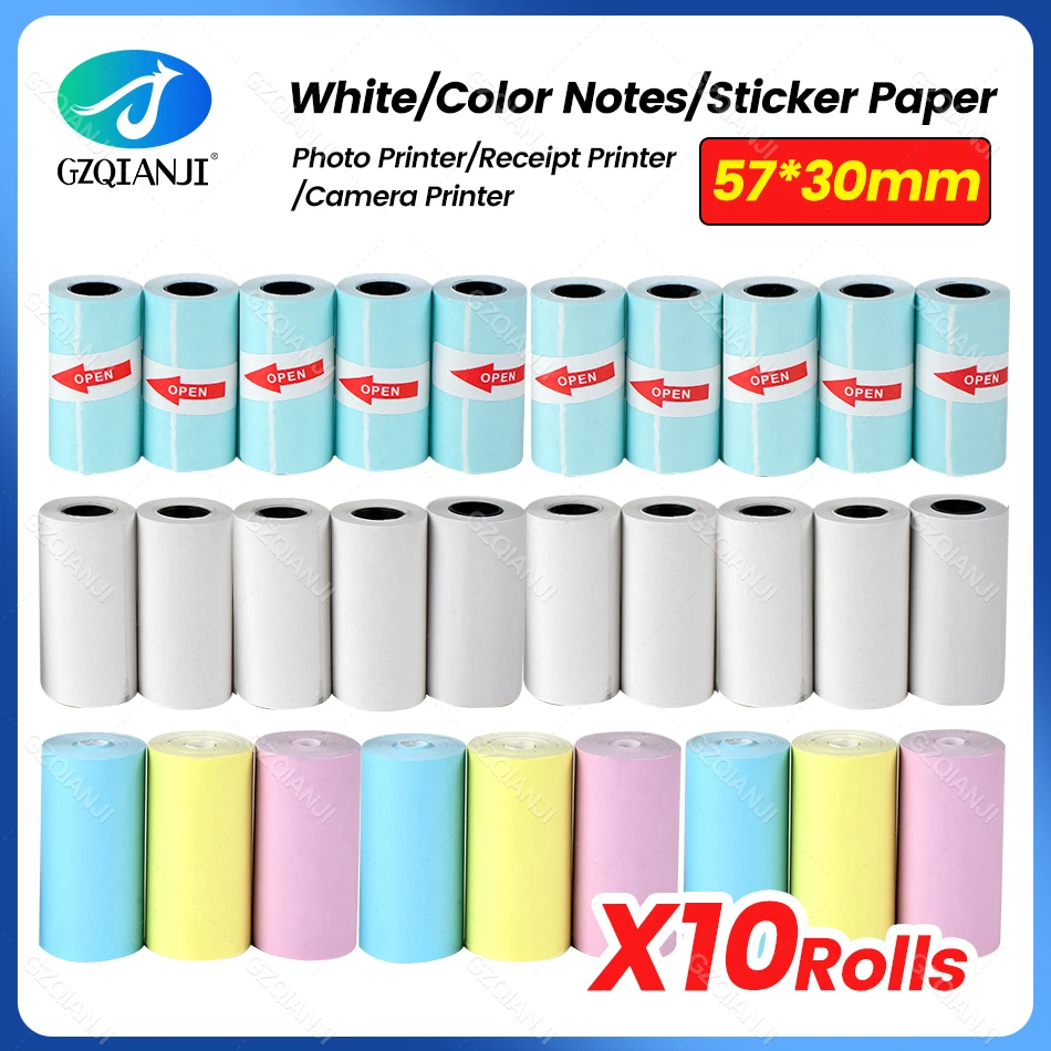 White Color Sticker Label  Thermal Paper Rolls for Photo Printer and Color White Receipt Bill Printer Paper Roll