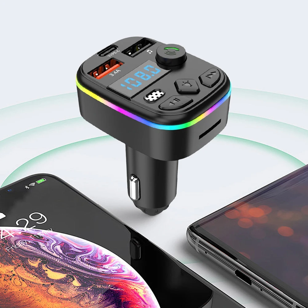 Cell Phone Charger Bluetooth-Compatible Support TF Card U Disk Hands-Free MP3 Player Radio Car FM Transmitter MP3 Player Adapter