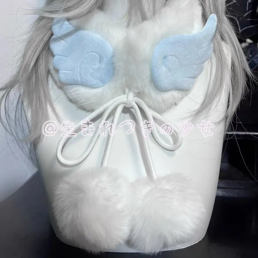 Kawaii Angel Wings Plush Choker Winter Warm Scarf Subculture Cute Y2K Four Colors Available Decoration All-match