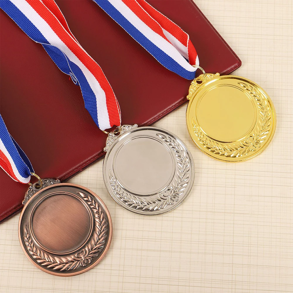 5.2cm Gold/Silver/Bronze Medal Award Medals with Neck Ribbon Sports Rewards Competition Awards for Marathon Ball Games