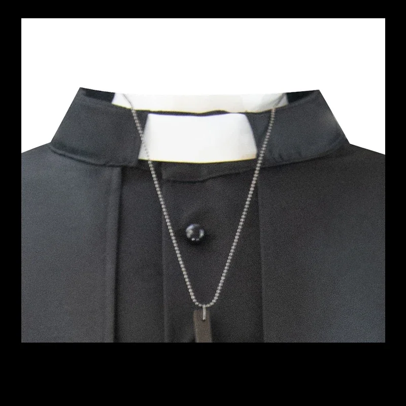 Disfraz de sacerdote Medieval para padre, bata de clero gótico con collar cruzado para fiesta de Carnaval de Halloween y eventos temáticos