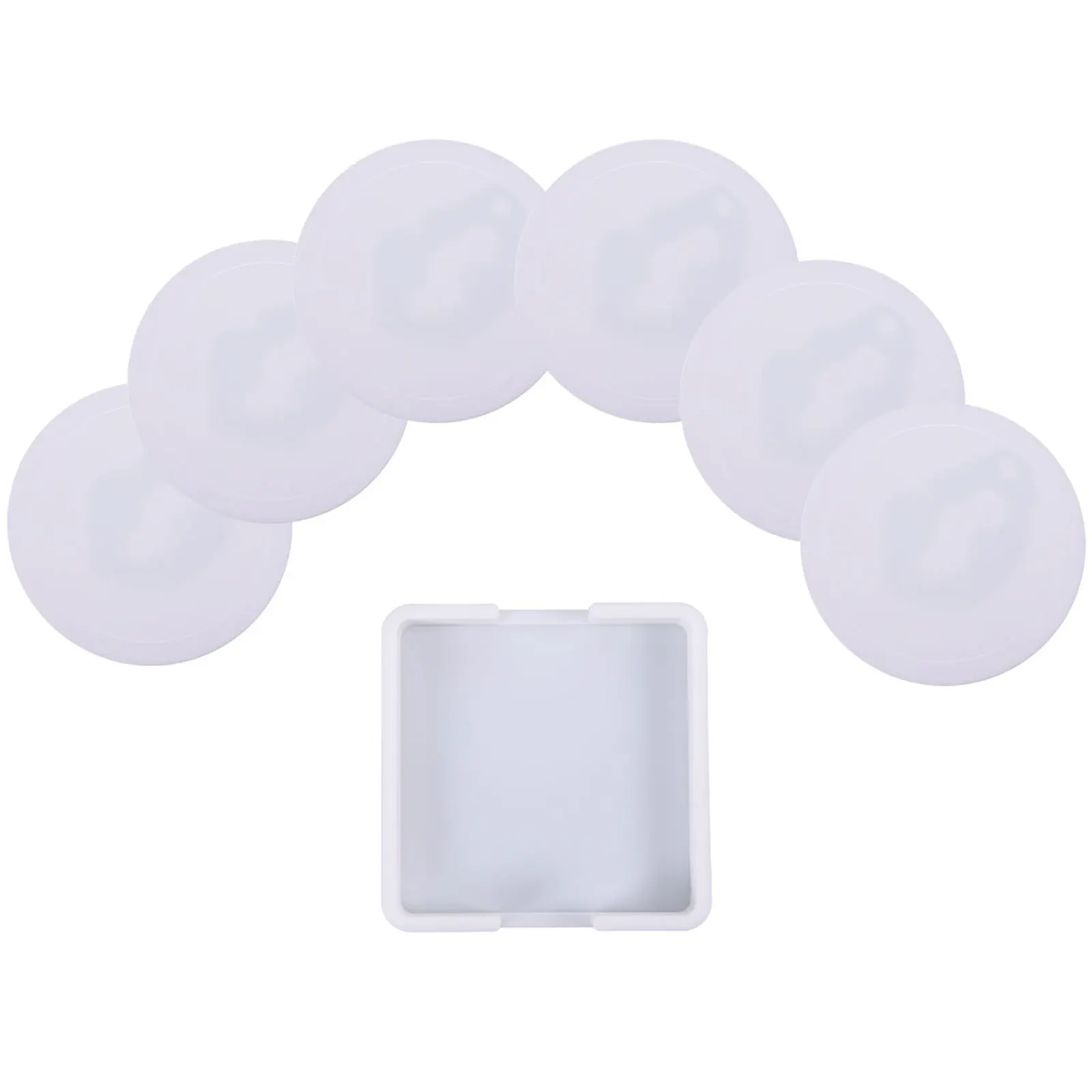 7 Pcs Silicone Coasters Heat Resistant Placemats Anti Slip White Set 6 Dining Insulation Pad Tableware Protector