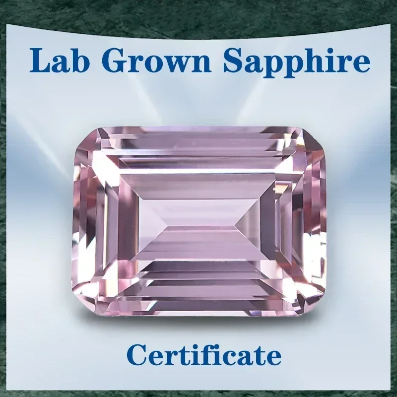 

Top Lab Grown Sapphire Sakura Pink Color Emerald Cut VVS1 Selectable AGL Certificate Gemstone Charms DIY Jewelry Making Material