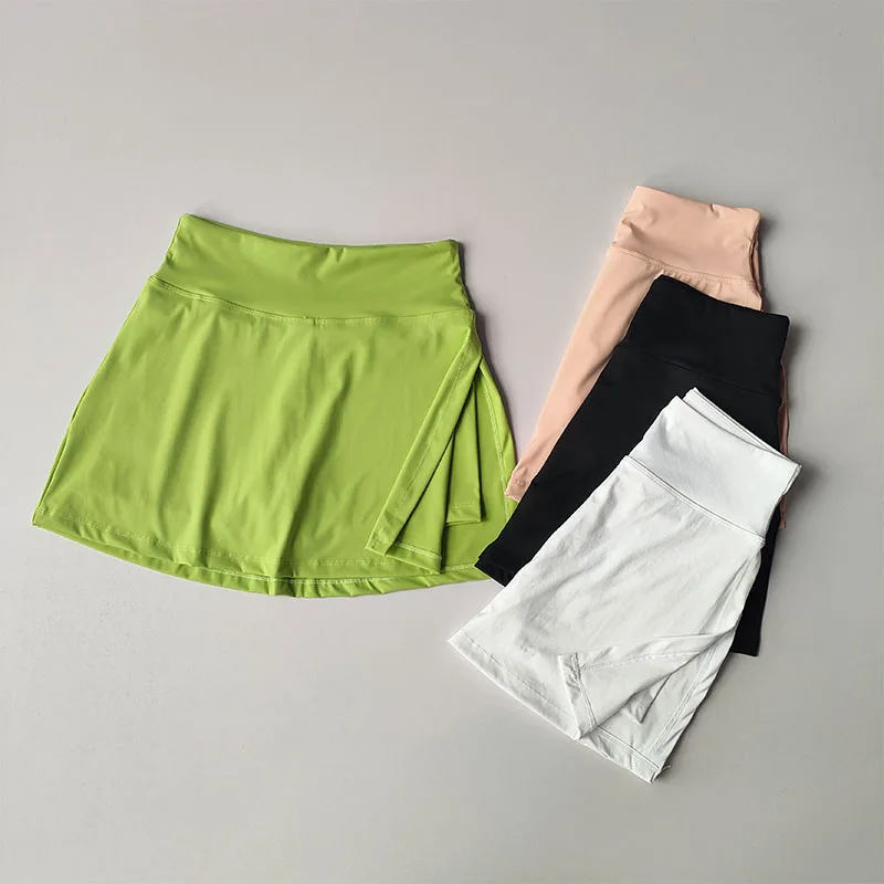 Summer Vacation Two Anti Glare Yoga Half Skirt High Waist Split Tennis Skirt Quick Drying Fitness Short Dress Clothing Shorts