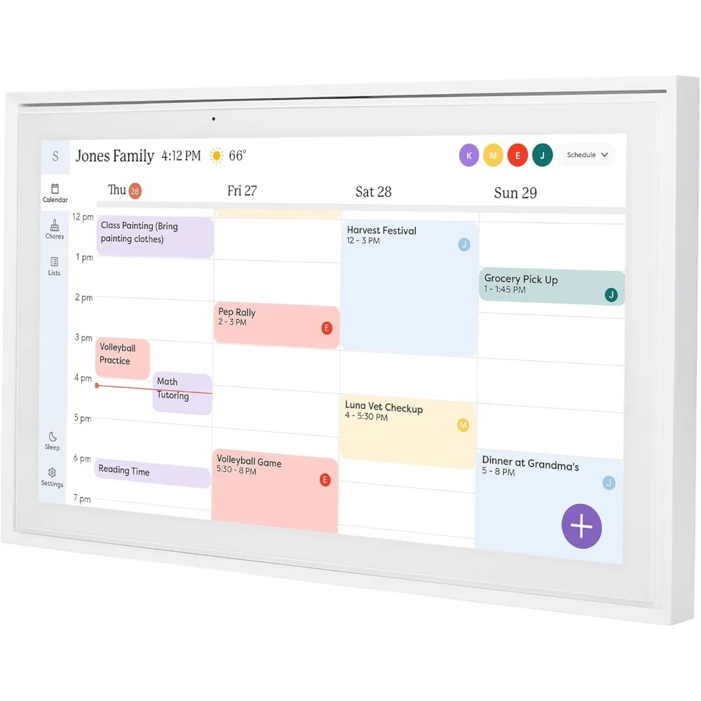 5 inch Digital Calendar & Chore Chart, Smart Touchscreen Interactive Display for Family Schedules - Wall Mount Included