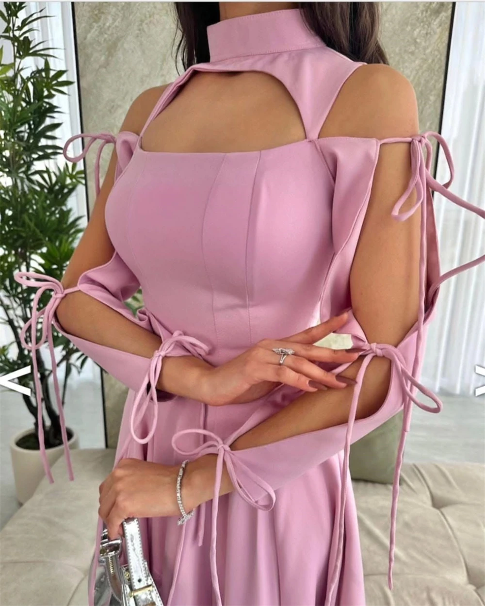 Customized Evening Dress Elegant O-Neck Off the Shoulder 3/4 Sleeves Party Dresses Jersey  A-Line Floor Length Prom Gowns