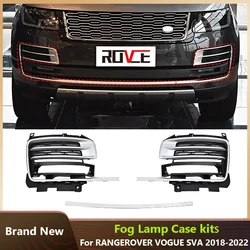 ROVCE Front Fog Light Grille Covers Trim Decoration For Land Rover Range Rover Vogue L405 SVA 2018-2021 Car Accessories