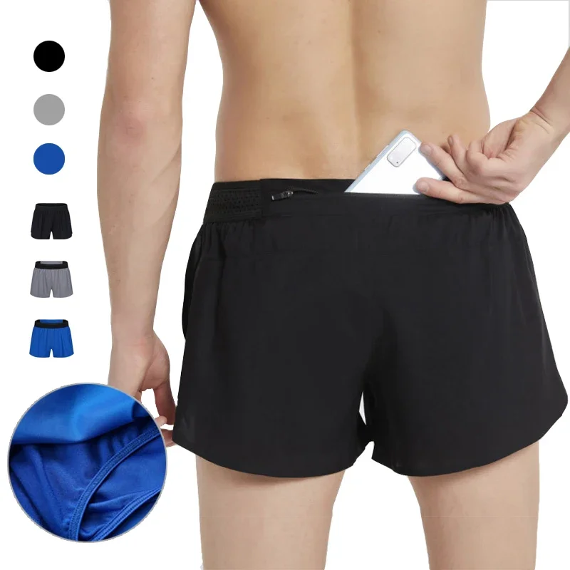 (XS-3XL) Naked Feeling Racing Running Shorts with Lining for Marathon Trail Gym Fitness Short Pants Teens Quick Dry Sport Shorts