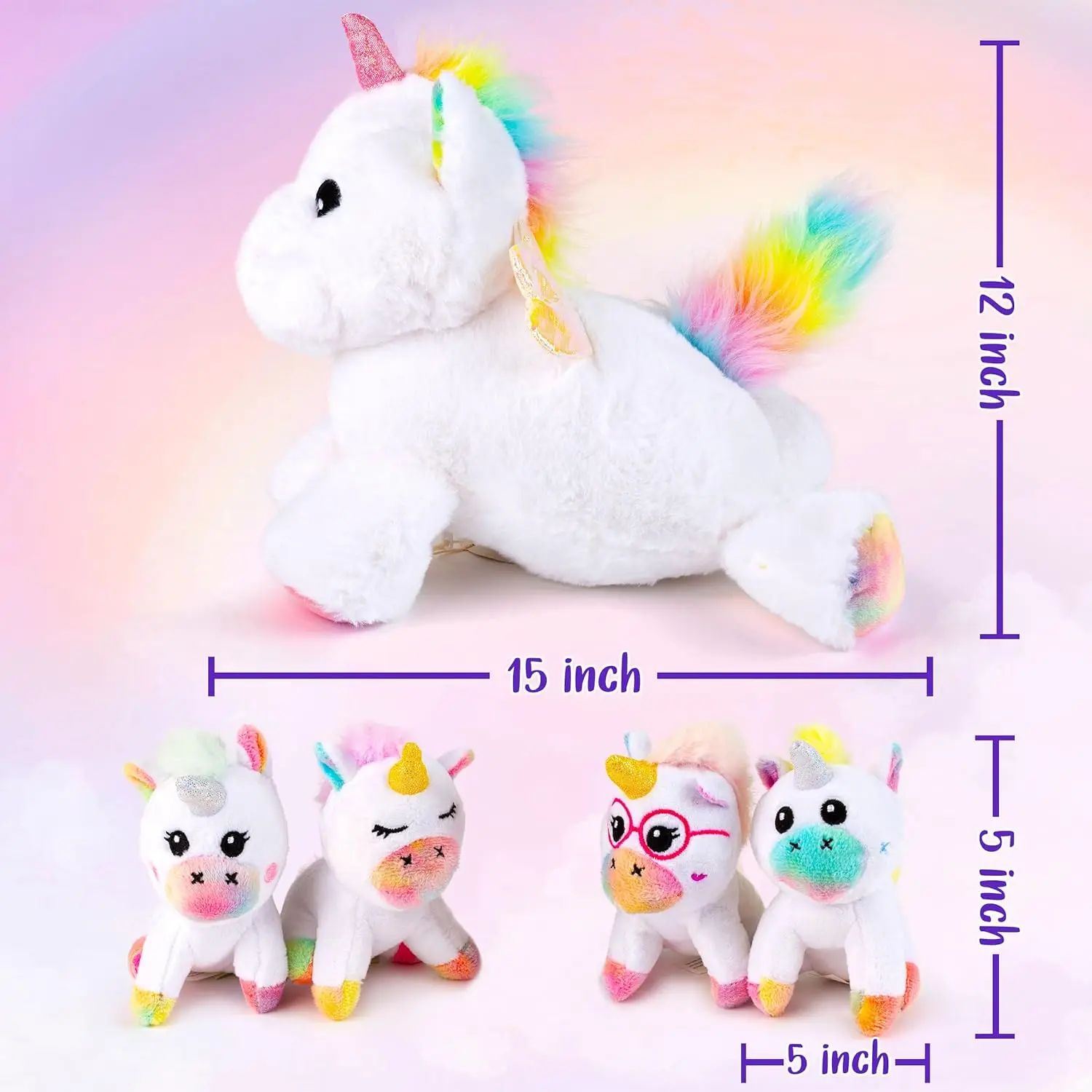 5 Rainbow Unicorn Plush Toys Unicorn Family One Unicorn Mom 4 Unicorn Babies Photography Accessories Toys Boys Girls