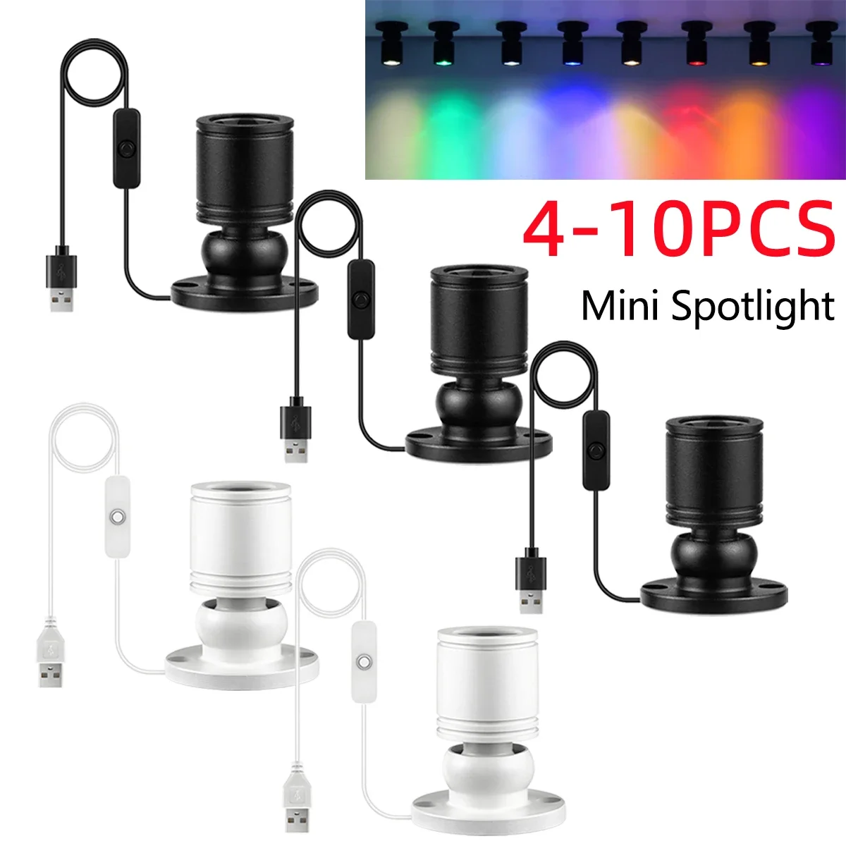 4-10pcs USB Spotlight Surface Mounted 5V Downlight Mini Ceiling Lamp for Jewelry Show Wine Storage Cabinet Decor Lighting