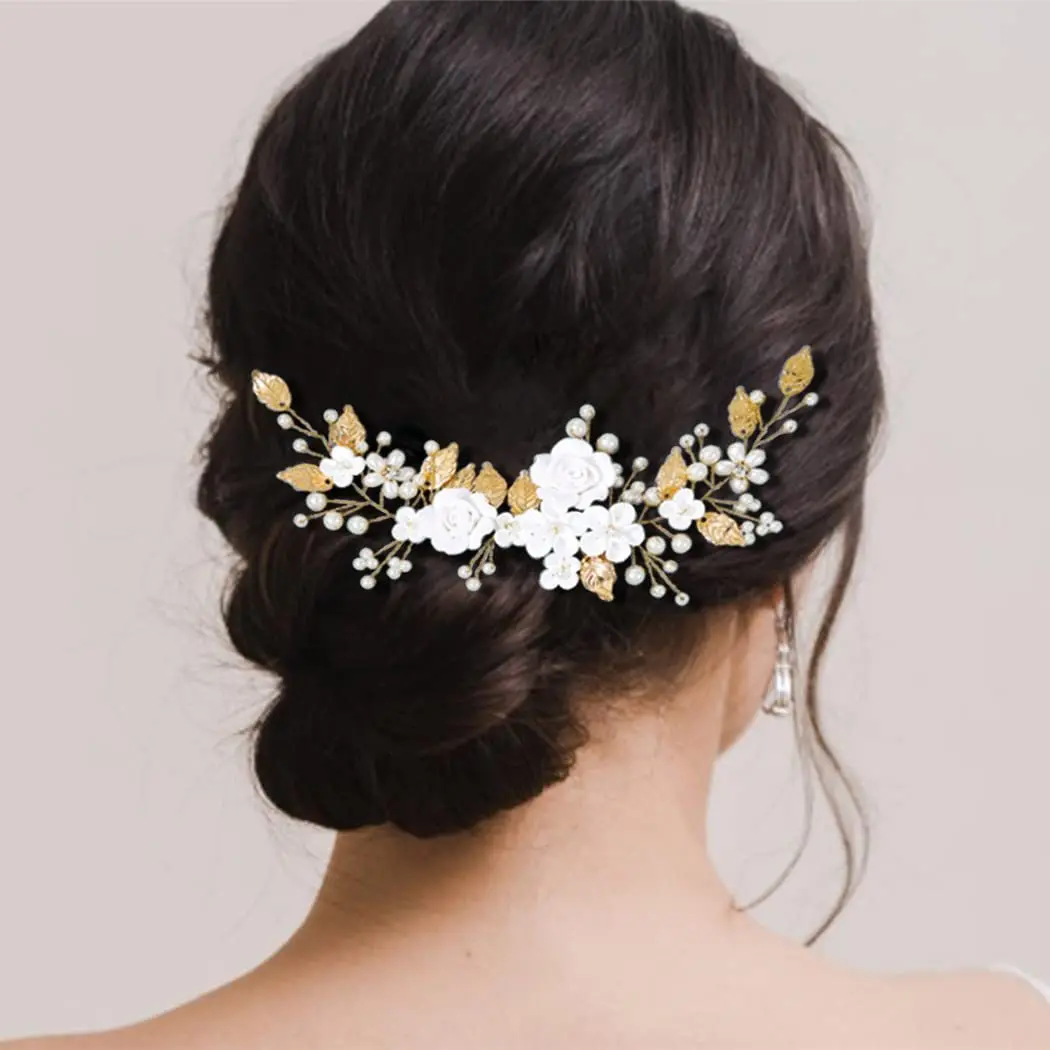 White Flower Headbands Super Fairy Imitation Pearls Hairbands Women Girls Bride Headdress Hair Styling Jewelry Accessories