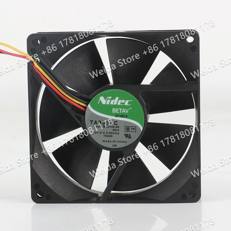 Original genuine Nidec 9025 9CM 3 wire high-efficiency power supply cooling fan large air volume 0.50A 90X90X25MM M34138-58