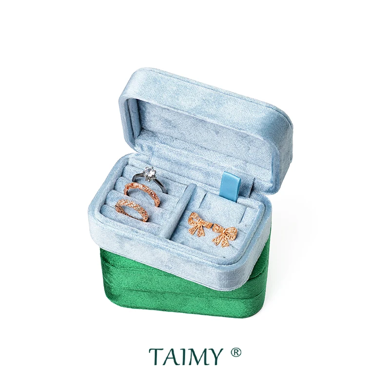 TAIMY Mini Velvet Jewelry Box Portable Travel Jewelry Storage Case Ring Necklace Earring Custom Logo&Color Personalized Gifts