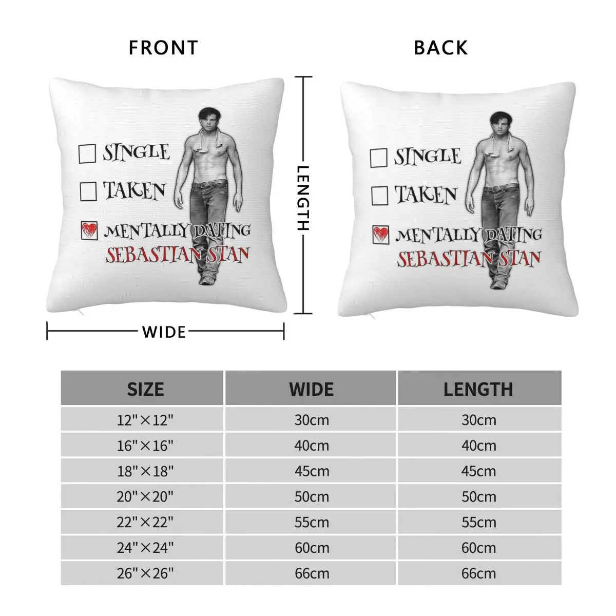 Sebastian Stan Mentally Dating Pillowcase Polyester Linen Velvet Creative Zip Decor Car Cushion Cover