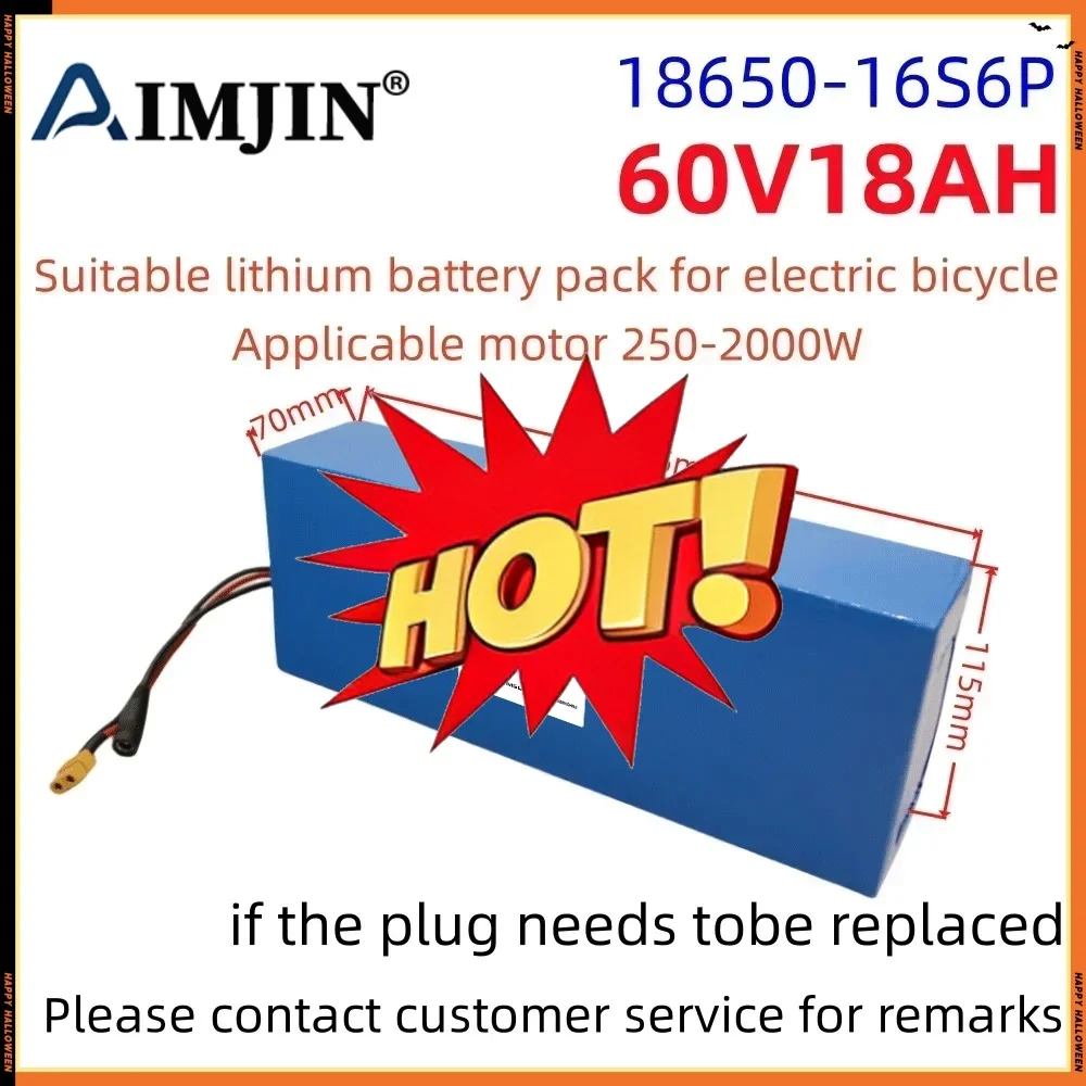 🔧🔧2026 60V New Full Capacity Power 18650 Lithium Battery 18ah Lithium Battery Pack 16S6P Suitable for 250-2000W