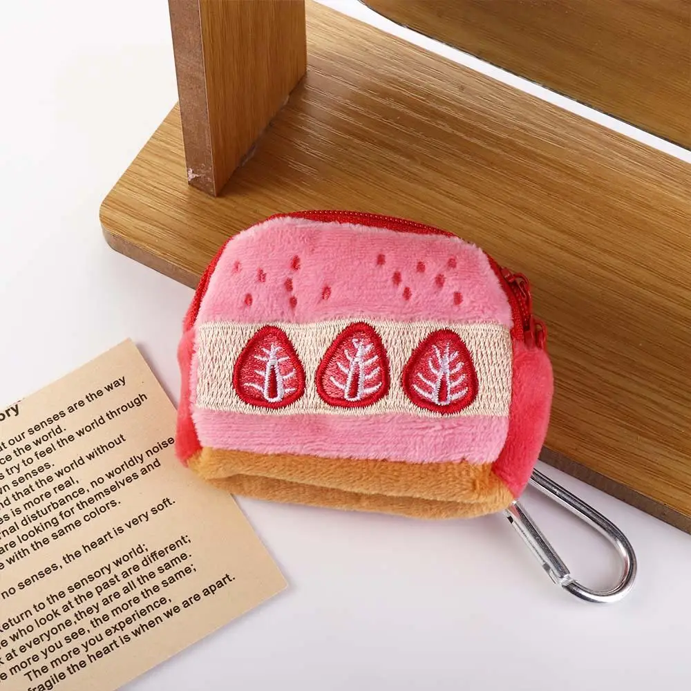 Bonito caso de fone de ouvido bolo de morango chaveiros mini bolsa de moedas coreano saco de dinheiro com zíper carteiras titular do cartão de ônibus