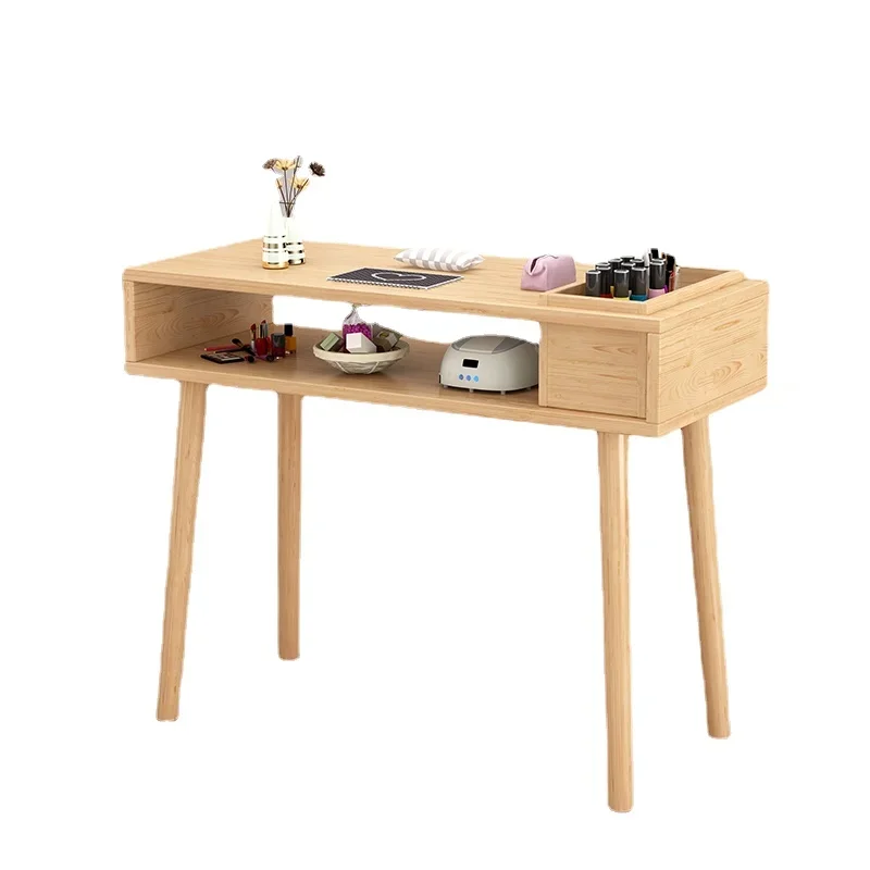 

Wooden Japanese Nail Table Simple Design Retro Exquisite Nail Table Nordic Reception Mesa De Manicure Salon Furniture