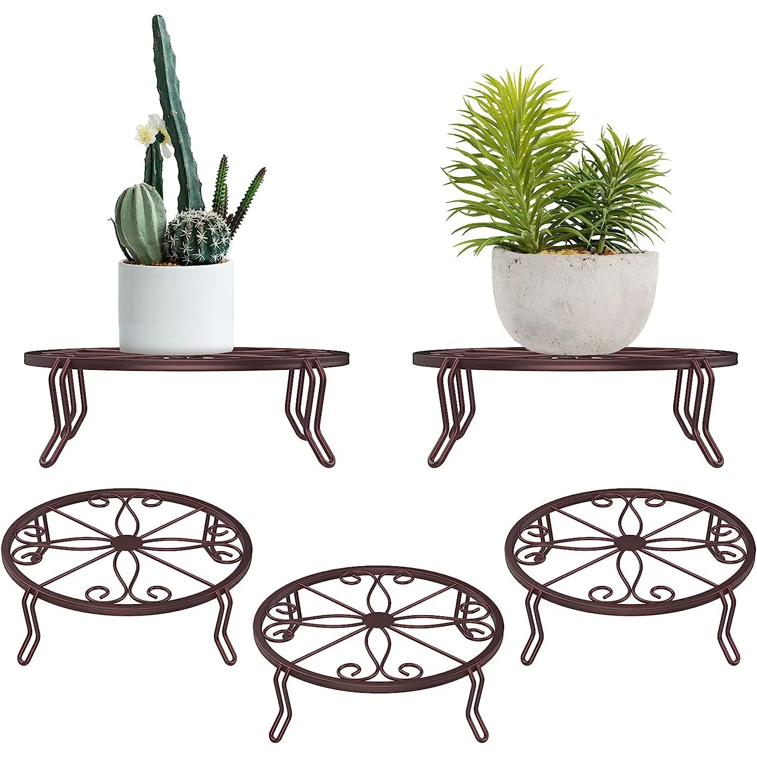 

Custom Plant Stand Metal Plant Pot Heavy Duty Rust Proof Iron Flowerpot Riser Brown Planter Holder Metal Plant Stands
