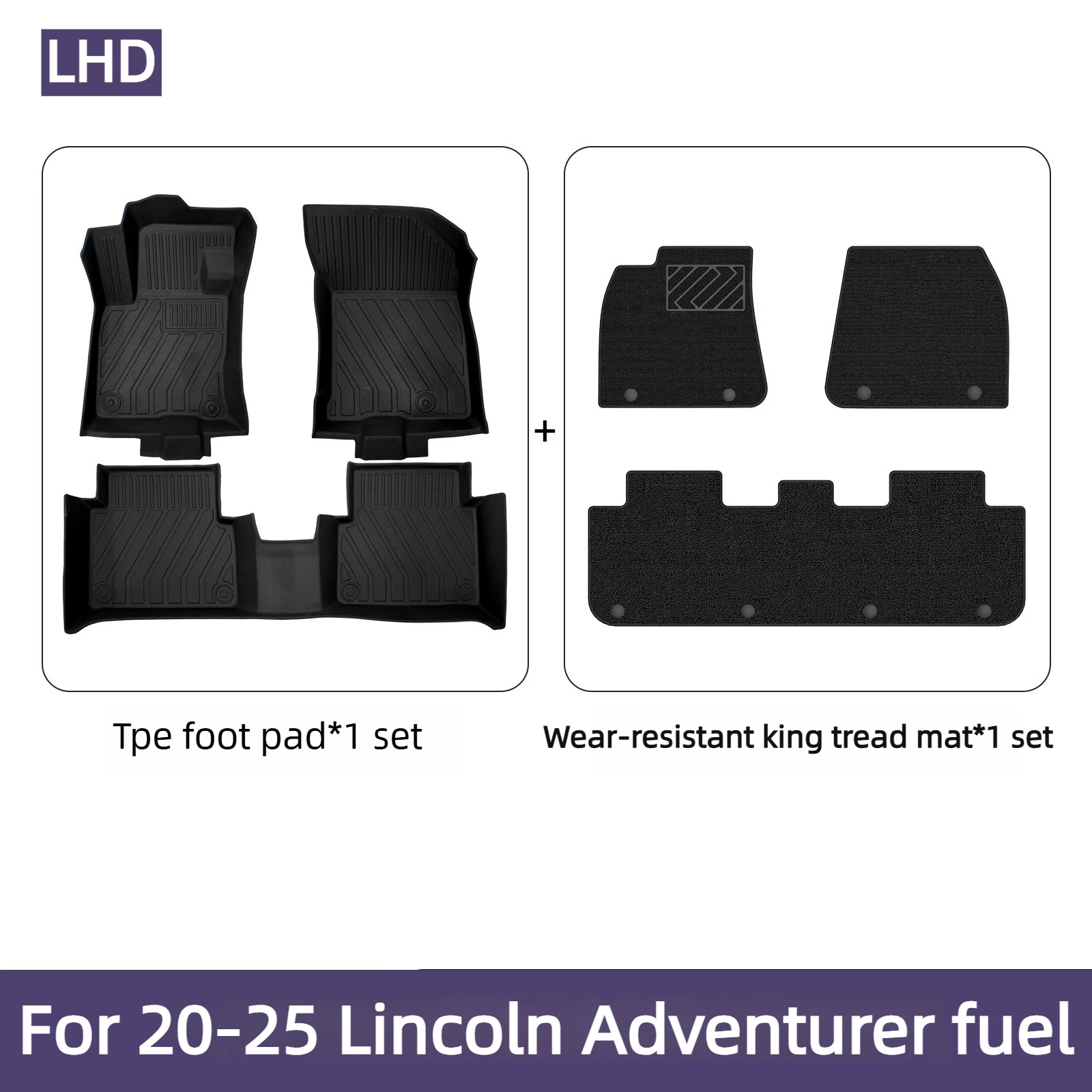 Top-Rated TPE Floor Mats for Lincoln Adventurer (Left-Hand Drive) – Eco-Friendly, Anti-Slip, Stain-Resistant, 3D Full Protection