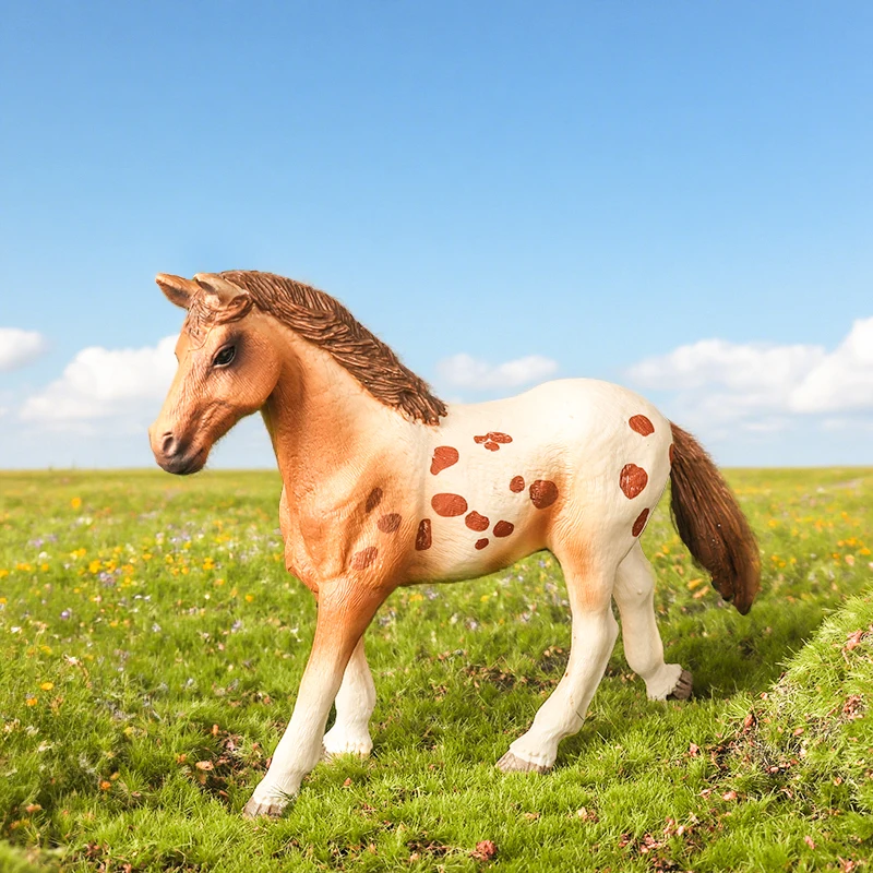 Oenux Original Forest Wild Steed Farm Animal Horse Realistic Model Action Figures Haflinger Ferghana horse PVC Figurines Toy Kid