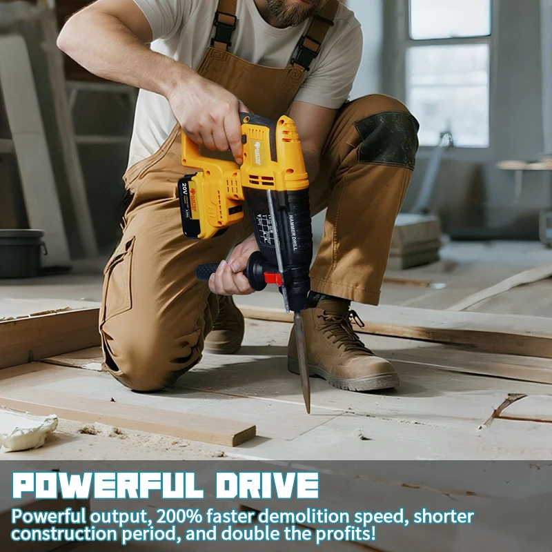 26 مللي متر مطرقة كهربائية بدون فرش اللاسلكي تأثير مطرقة الحفر متعددة الوظائف مطرقة دورانية أداة السلطة لدبوس بطارية ديوالت 20 فولت #4